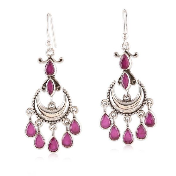 Alternate image for Faceted Ruby Stone and Sterling Silver Chandelier Earrings Sweet Glimmering