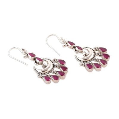 Alternate image for Faceted Ruby Stone and Sterling Silver Chandelier Earrings Sweet Glimmering