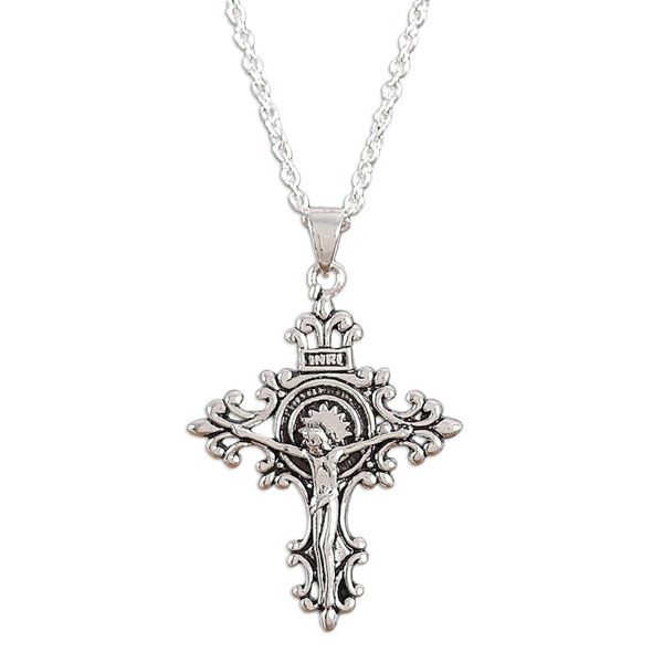 Alternate image for Polished Crucifixion Sterling Silver Pendant Necklace Crucifixion of the Sacred