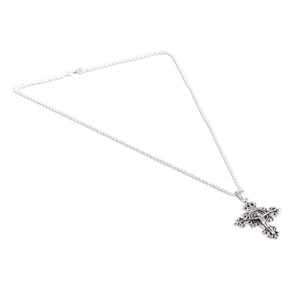Alternate image for Polished Crucifixion Sterling Silver Pendant Necklace Crucifixion of the Sacred