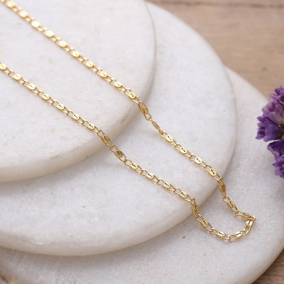 22k Gold-Plated Snail Chain Necklace in a High Polish Finish 'Snail Caprice'