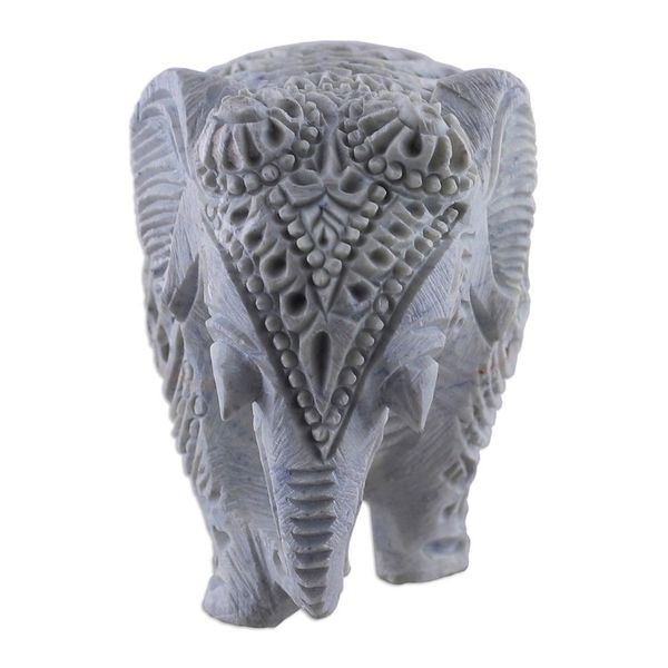 Alternate image for Traditional Jali-Themed Soapstone Royal Elephant Sculpture Legacy of Elegance
