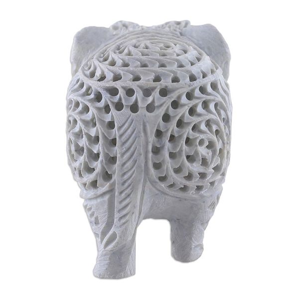 Alternate image for Traditional Jali-Themed Soapstone Royal Elephant Sculpture Legacy of Elegance