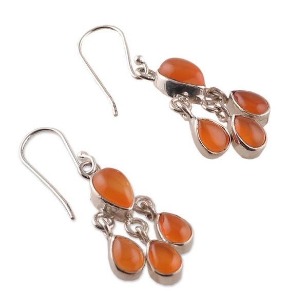 Alternate image for Natural Carnelian and Sterling Silver Chandelier Earrings Sunset Drops