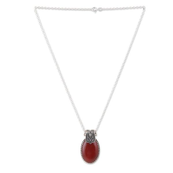Alternate image for Polished Traditional Natural Carnelian Pendant Necklace Flaming Sunset