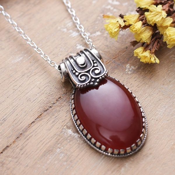 Alternate image for Polished Traditional Natural Carnelian Pendant Necklace Flaming Sunset
