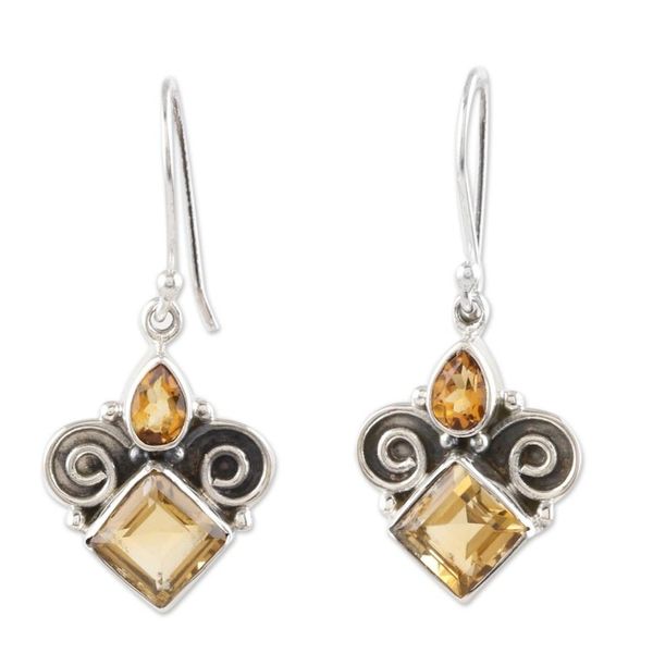 Alternate image for Citrine Dangle Earrings Handmade in India Paramount