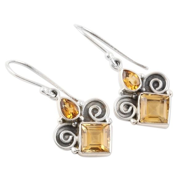 Alternate image for Citrine Dangle Earrings Handmade in India Paramount