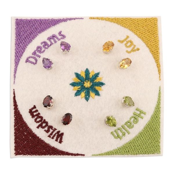 Alternate image for Hand Crafted Gemstone Stud Earrings Set of 4 Manifestation