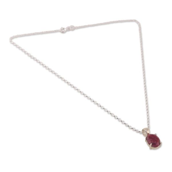 Alternate image for Faceted Ten-Carat Ruby Pendant Necklace Crafted in India Love Grandeur