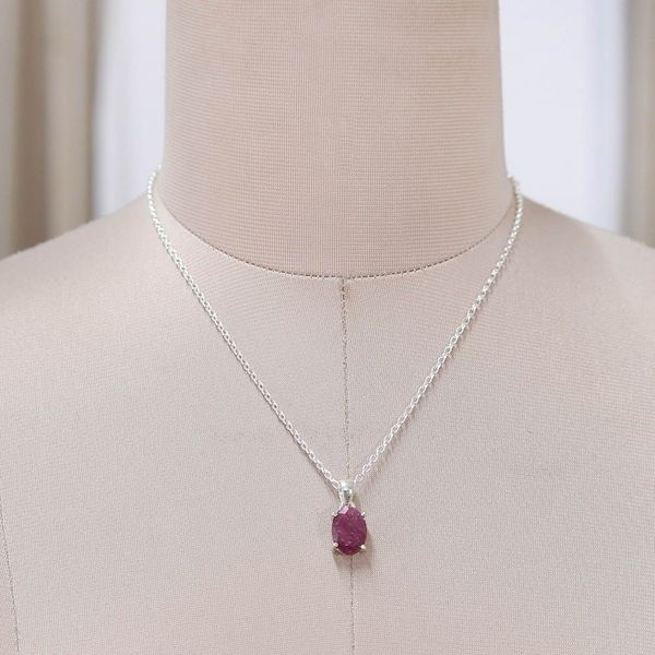 Alternate image for Faceted Ten-Carat Ruby Pendant Necklace Crafted in India Love Grandeur