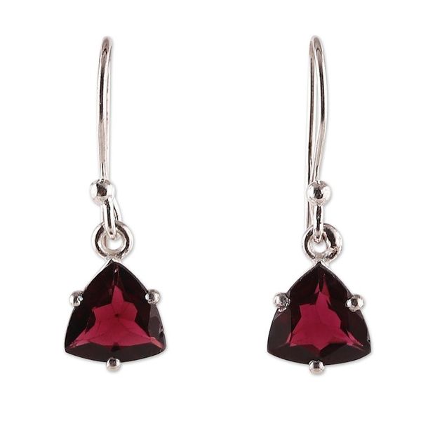 Alternate image for Natural 5-Carat Triangle Garnet Dangle Earrings from India Gem of Lovers