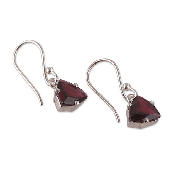 Alternate image for Natural 5-Carat Triangle Garnet Dangle Earrings from India Gem of Lovers