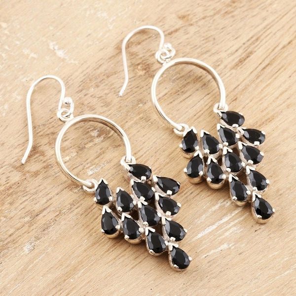 Alternate image for Hand Crafted Sterling Silver and Onyx Dangle Earrings Magic Brew