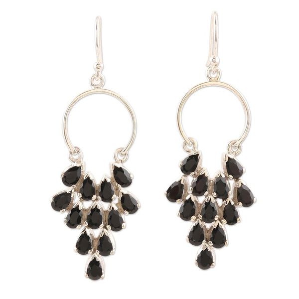 Alternate image for Hand Crafted Sterling Silver and Onyx Dangle Earrings Magic Brew