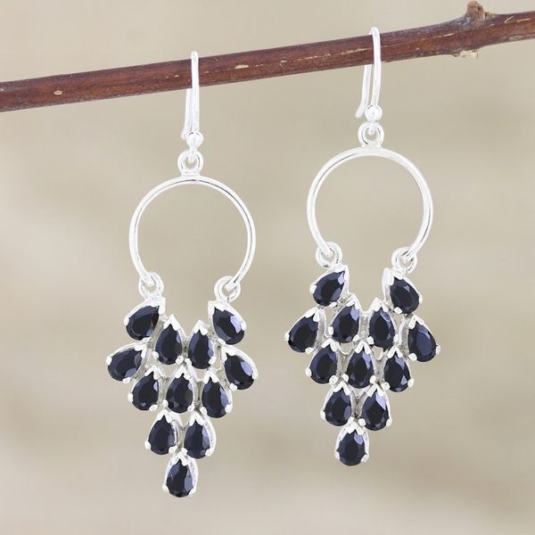 Alternate image for Hand Crafted Sterling Silver and Onyx Dangle Earrings Magic Brew