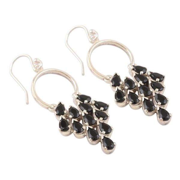 Alternate image for Hand Crafted Sterling Silver and Onyx Dangle Earrings Magic Brew