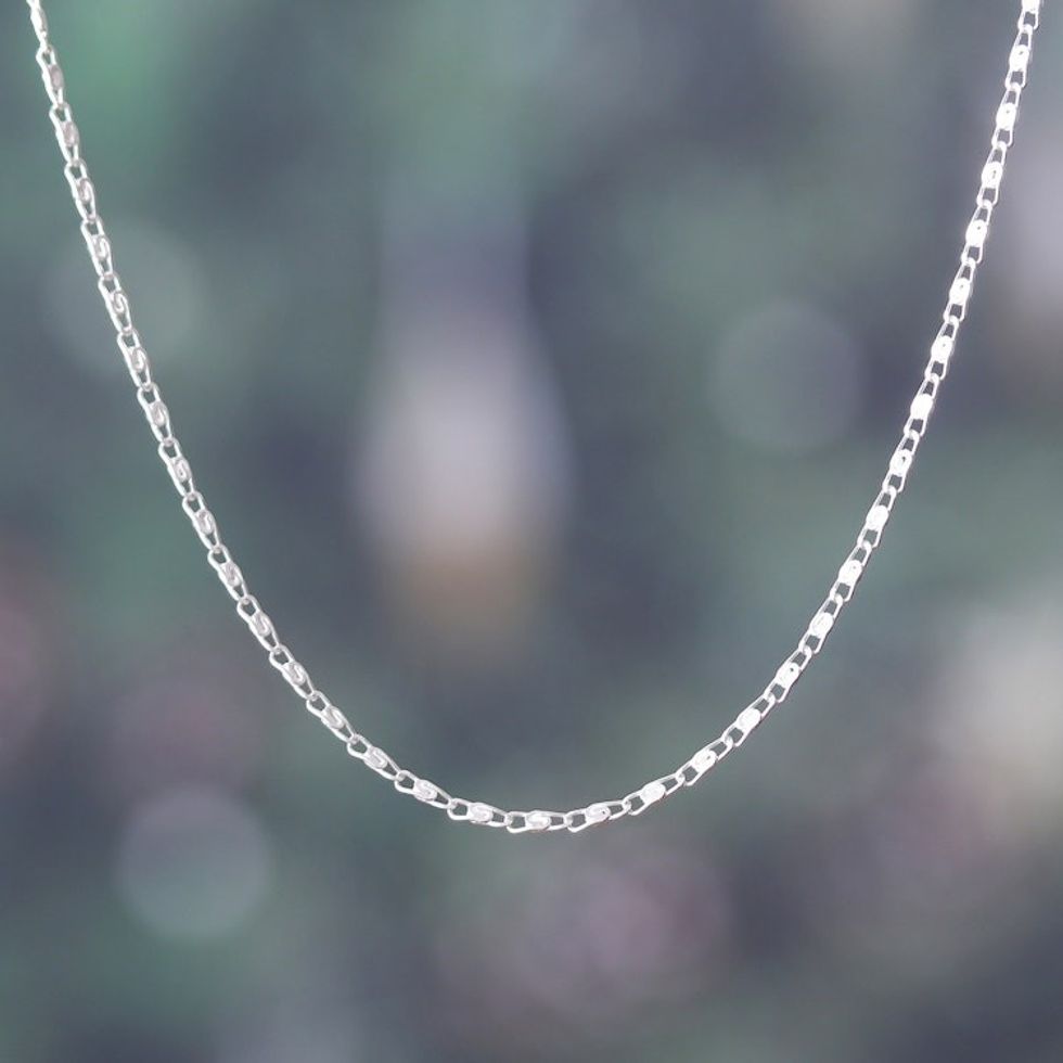 High-Polished Sterling Silver Mariner Chain Necklace 'Futuristic Bonds'