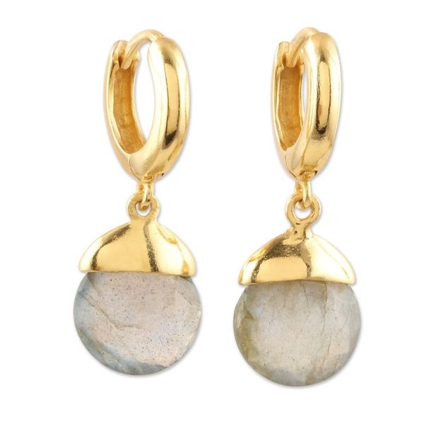 Alternate image for Artisan Crafted Gold-Plated Labradorite Dangle Earrings Feeling Free