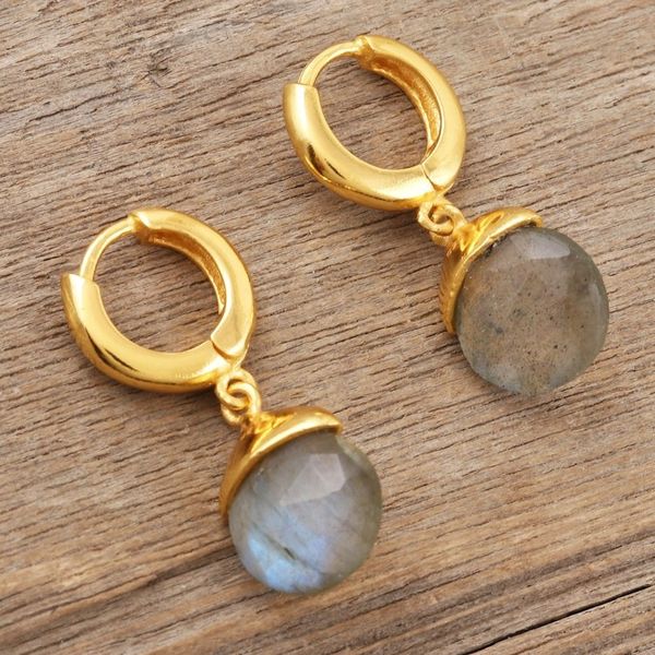 Alternate image for Artisan Crafted Gold-Plated Labradorite Dangle Earrings Feeling Free