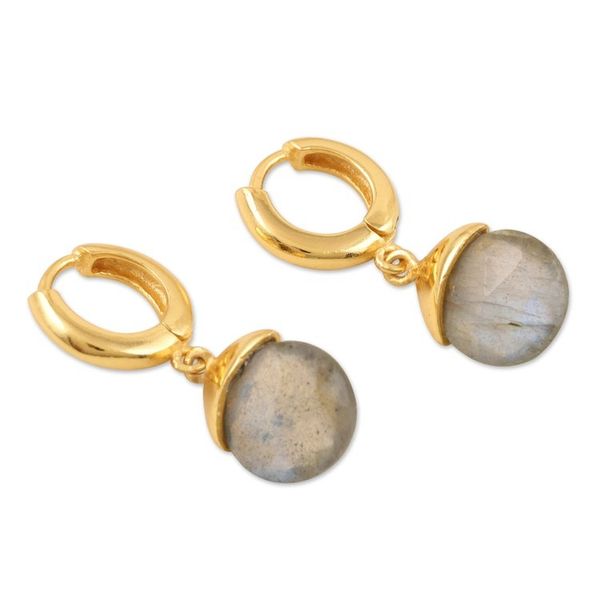 Alternate image for Artisan Crafted Gold-Plated Labradorite Dangle Earrings Feeling Free