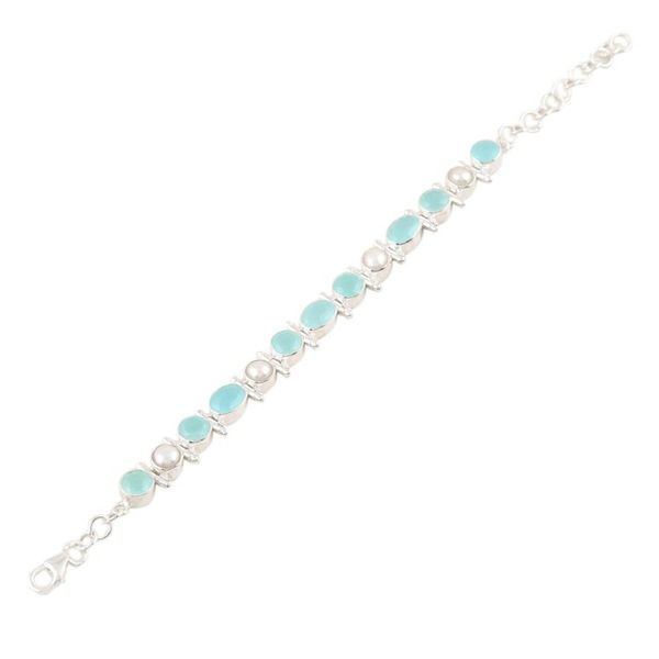 Alternate image for Chalcedony and Sterling Silver Link Bracelet Sea Bliss