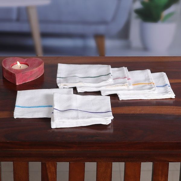 Alternate image for Set of 6 Woven Mini Cotton Dish Towels with Colorful Stripes Joyful Flavors