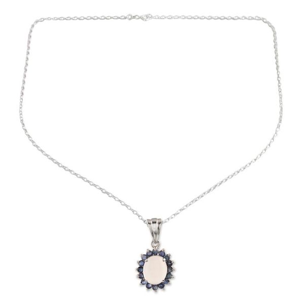 Alternate image for Sterling Silver Moonstone and Sapphire Pendant Necklace Blue Happiness