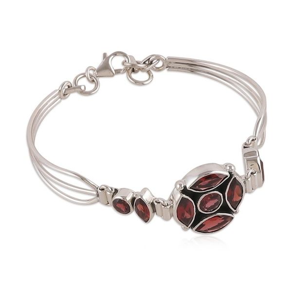 Alternate image for Polished and Oxidized Seven-Carat Garnet Pendant Bracelet Essence of Passion
