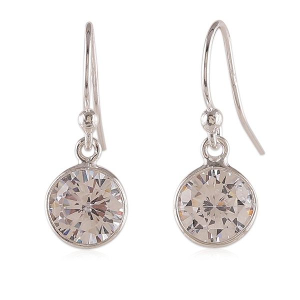 Alternate image for High-Polished 4-Carat Round Cubic Zirconia Dangle Earrings Sparkling Today