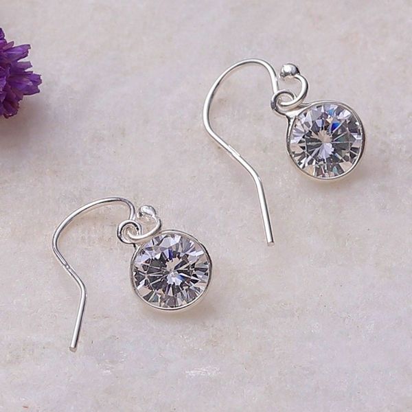 Alternate image for High-Polished 4-Carat Round Cubic Zirconia Dangle Earrings Sparkling Today