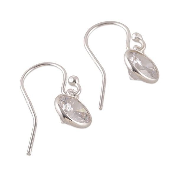 Alternate image for High-Polished 4-Carat Round Cubic Zirconia Dangle Earrings Sparkling Today