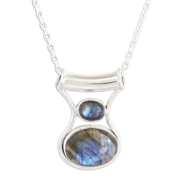 Alternate image for Sterling Silver Pendant Necklace with Natural Labradorite Simply Serene