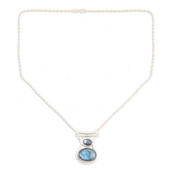 Alternate image for Sterling Silver Pendant Necklace with Natural Labradorite Simply Serene