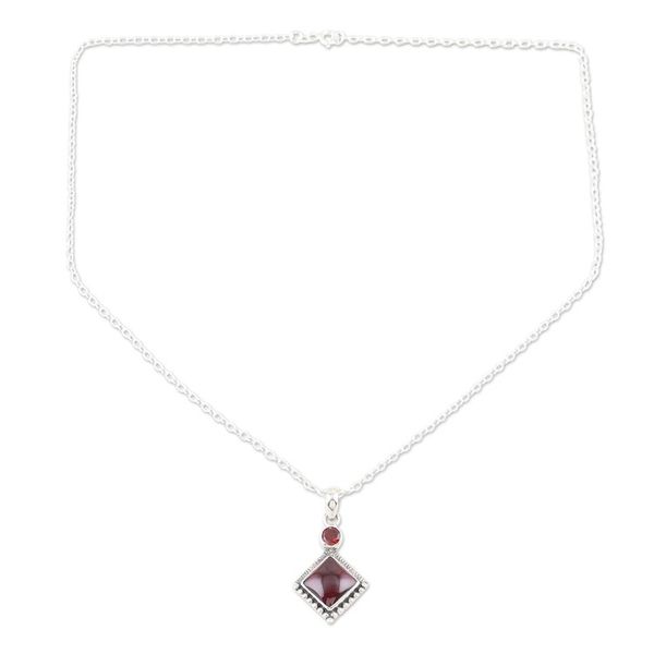 Alternate image for Hand Crafted Garnet and Sterling Silver Pendant Necklace Blissful Red