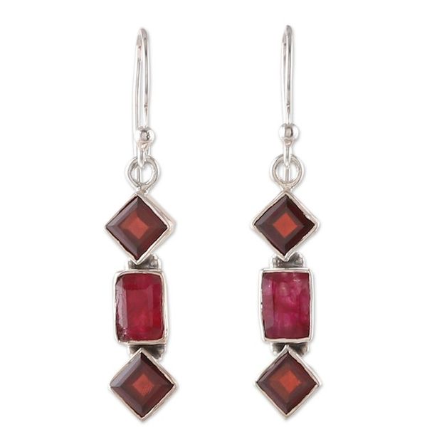 Alternate image for Faceted Five-Carat Garnet and Carnelian Dangle Earrings Courageous Passionate