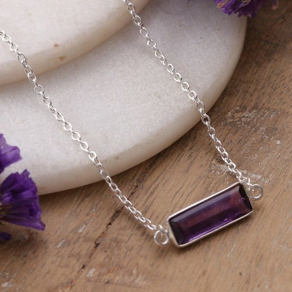 Alternate image for Three-Carat Faceted Amethyst Pendant Bracelet from India Elegant Prism