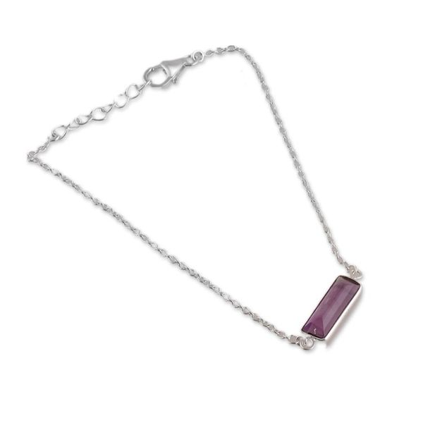 Alternate image for Three-Carat Faceted Amethyst Pendant Bracelet from India Elegant Prism