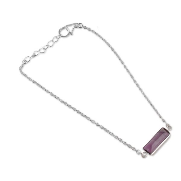 Alternate image for Three-Carat Faceted Amethyst Pendant Bracelet from India Elegant Prism