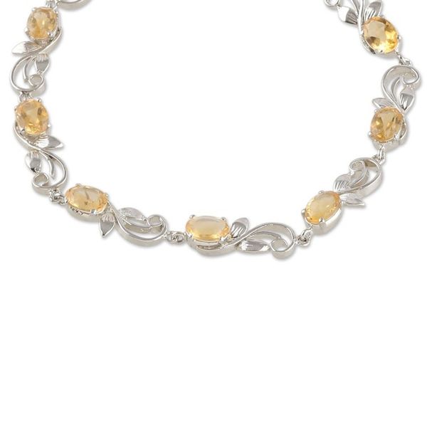 Alternate image for Rhodium-Plated and Eight-Carat Natural Citrine Link Bracelet Joyous Shimmer