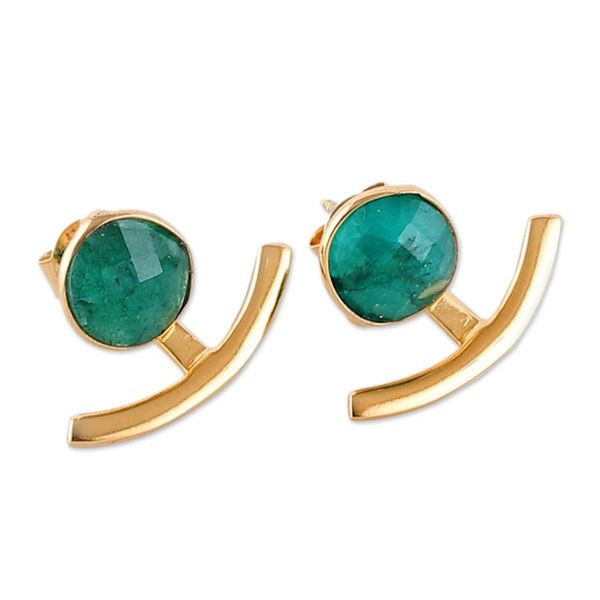 Alternate image for High-Polished 18k Gold-Plated 4-Carat Beryl Button Earrings Cradle of Joy