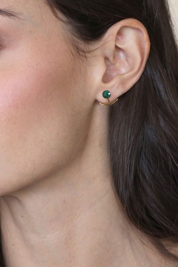 Alternate image for High-Polished 18k Gold-Plated 4-Carat Beryl Button Earrings Cradle of Joy