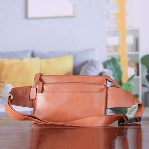 Image for Brown Leather Fanny Pack with 2 Zippered Compartments 'Handy Traveler'