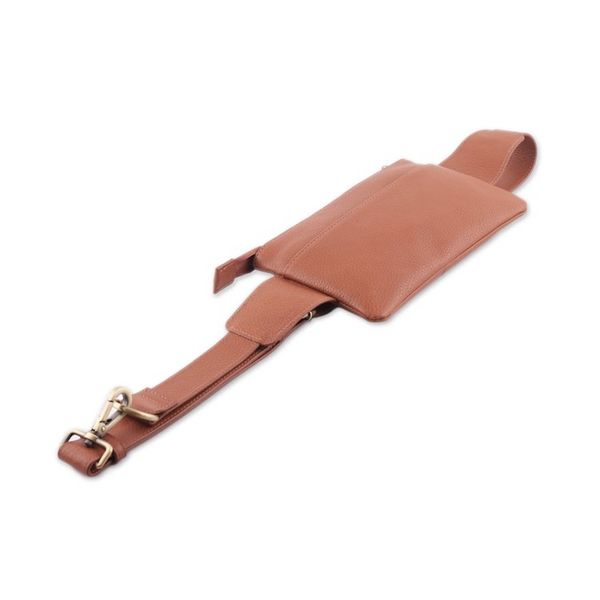 Alternate image for Brown Leather Fanny Pack with 2 Zippered Compartments Handy Traveler