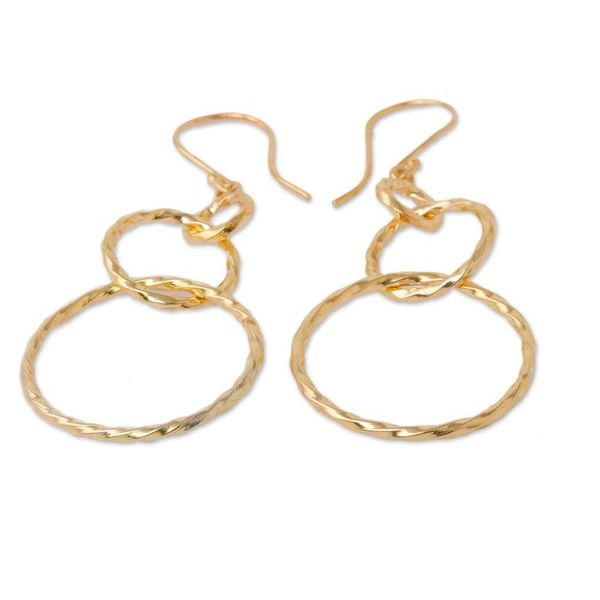 Alternate image for 22k Gold-Plated Sterling Silver Loop Dangle Earrings Golden Loop