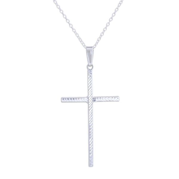 Alternate image for Sterling Silver Cross Pendant Necklace Crafted in India Luminous Hope