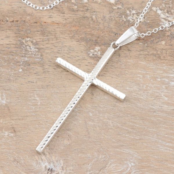 Alternate image for Sterling Silver Cross Pendant Necklace Crafted in India Luminous Hope