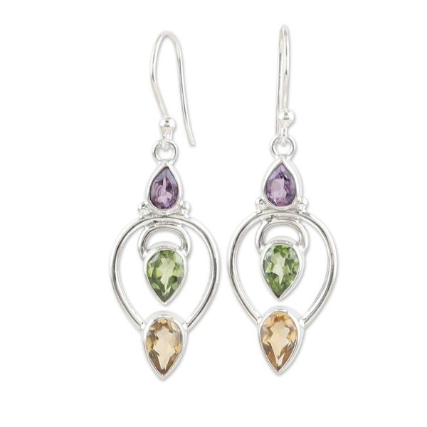 Alternate image for 4-Carat Multi-Gemstone Dangle Earrings in a Polished Finish Fantasy Fusion