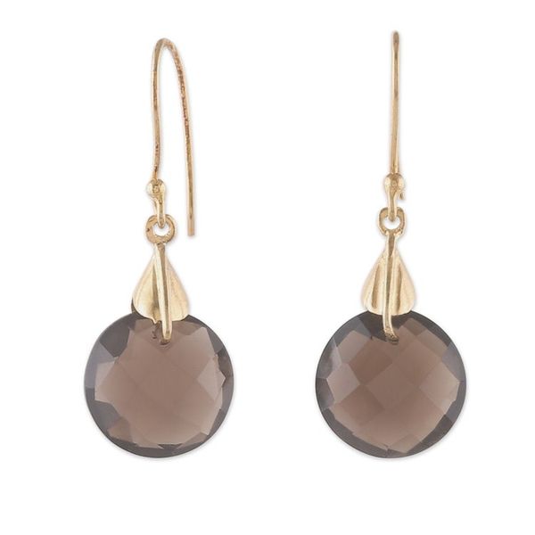 Alternate image for 22k Gold-Plated Smoky Quartz Dangle Earrings from India Evening Dazzle