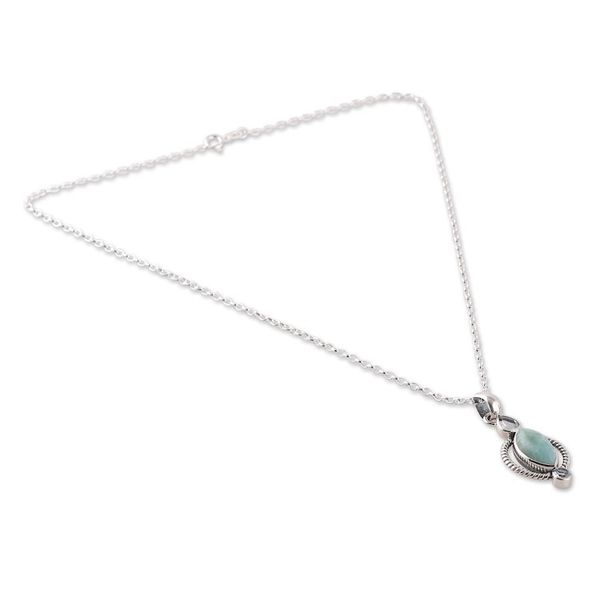 Alternate image for Classic Faceted Blue Topaz and Larimar Pendant Necklace Blue Core